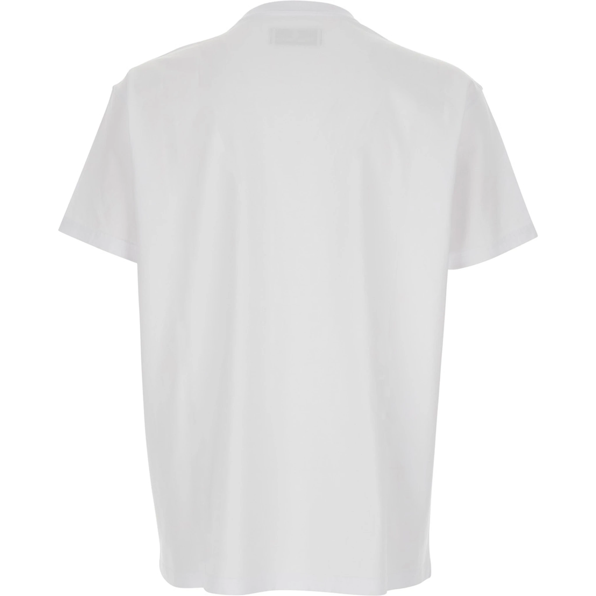 White Crew Neck T-Shirt with Orb Print on the Front in Cotton Man