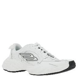 Monday White Low Top Sneakers with Logo Detail and Embossed Size on the Rear in Leather and Fabric Man