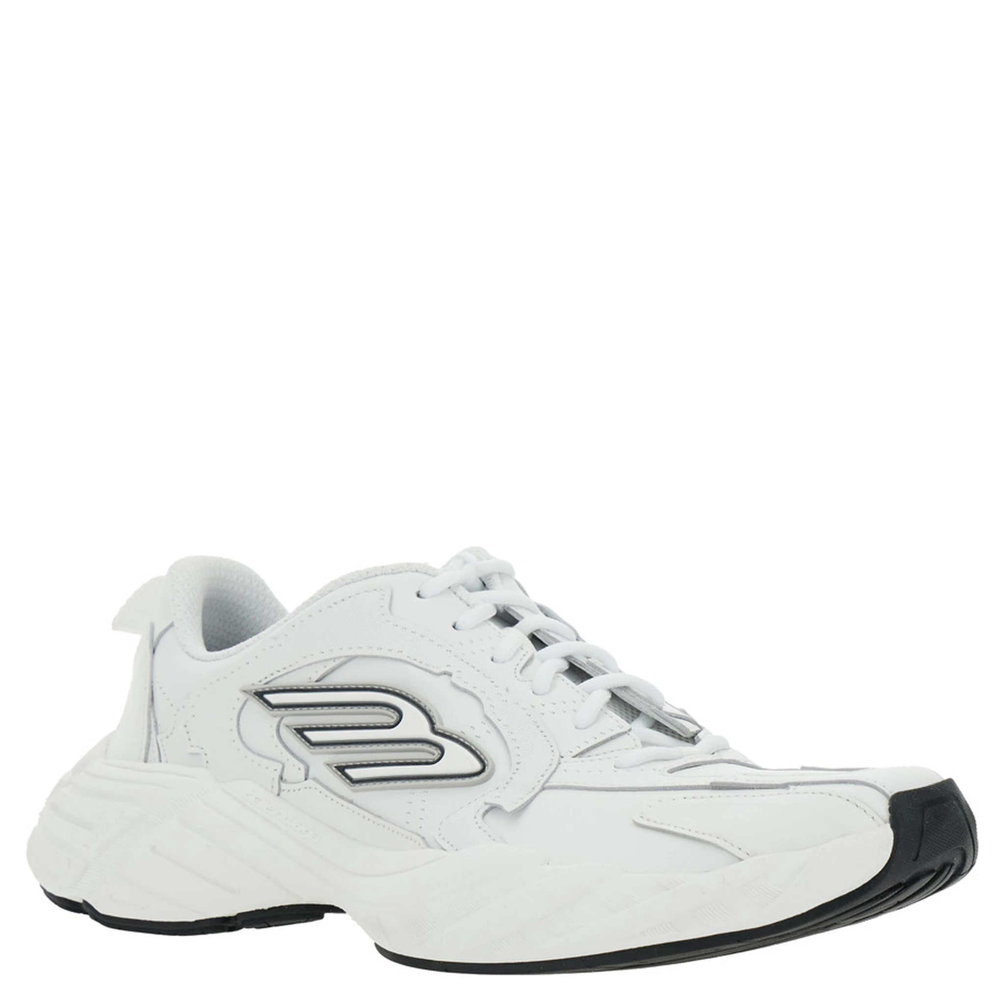 Monday White Low Top Sneakers with Logo Detail and Embossed Size on the Rear in Leather and Fabric Man