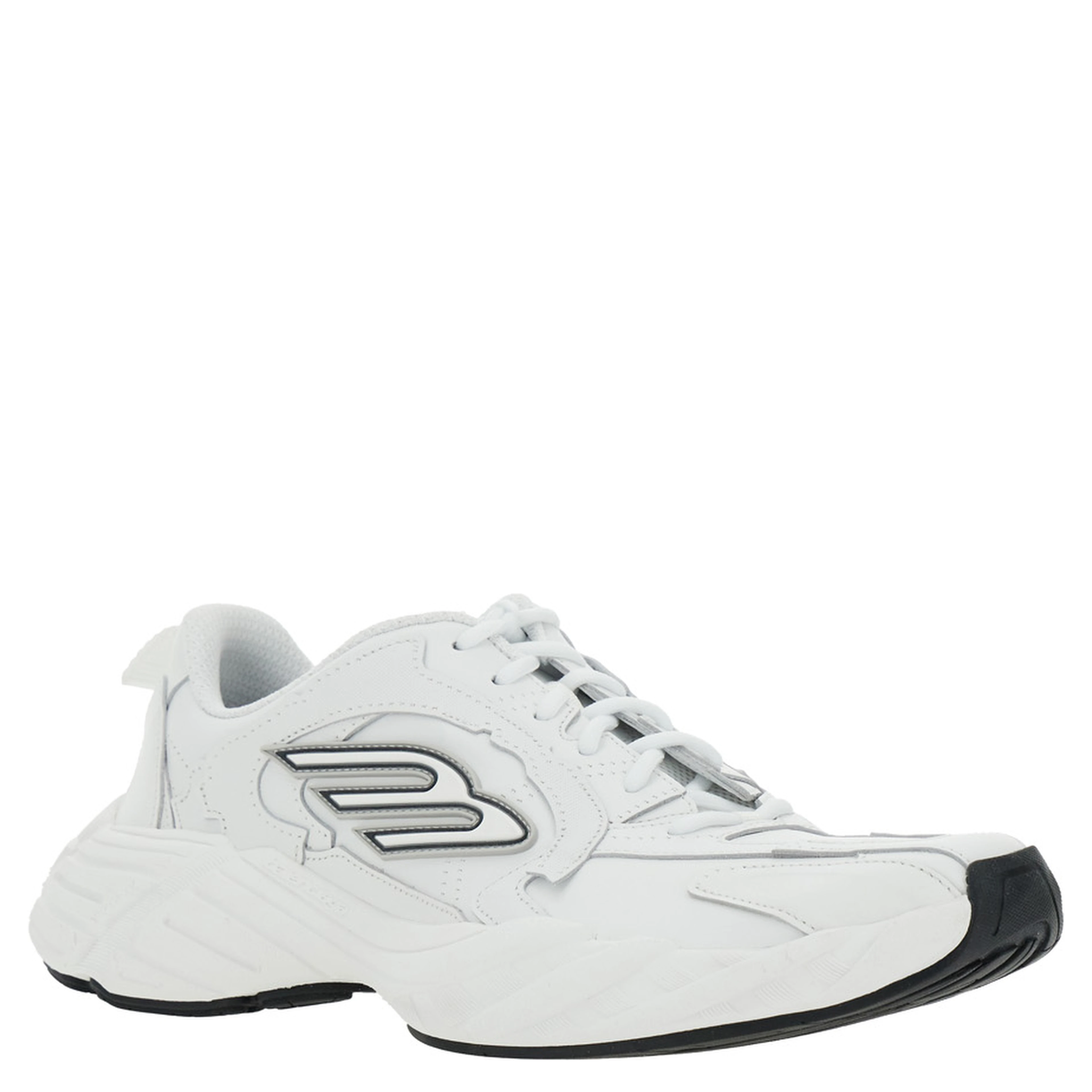 Monday White Low Top Sneakers with Logo Detail and Embossed Size on the Rear in Leather and Fabric Man