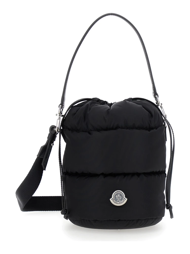 Karadoc Black Handbag with Drawstring Closure and Logo Patch on the Front in Tech Fabric Woman