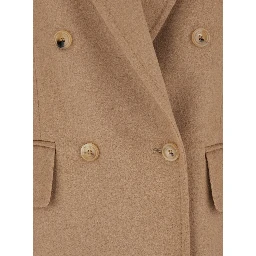 Olimpia Beige Double-Breasted Jacket with Peak Revers in Wool Woman