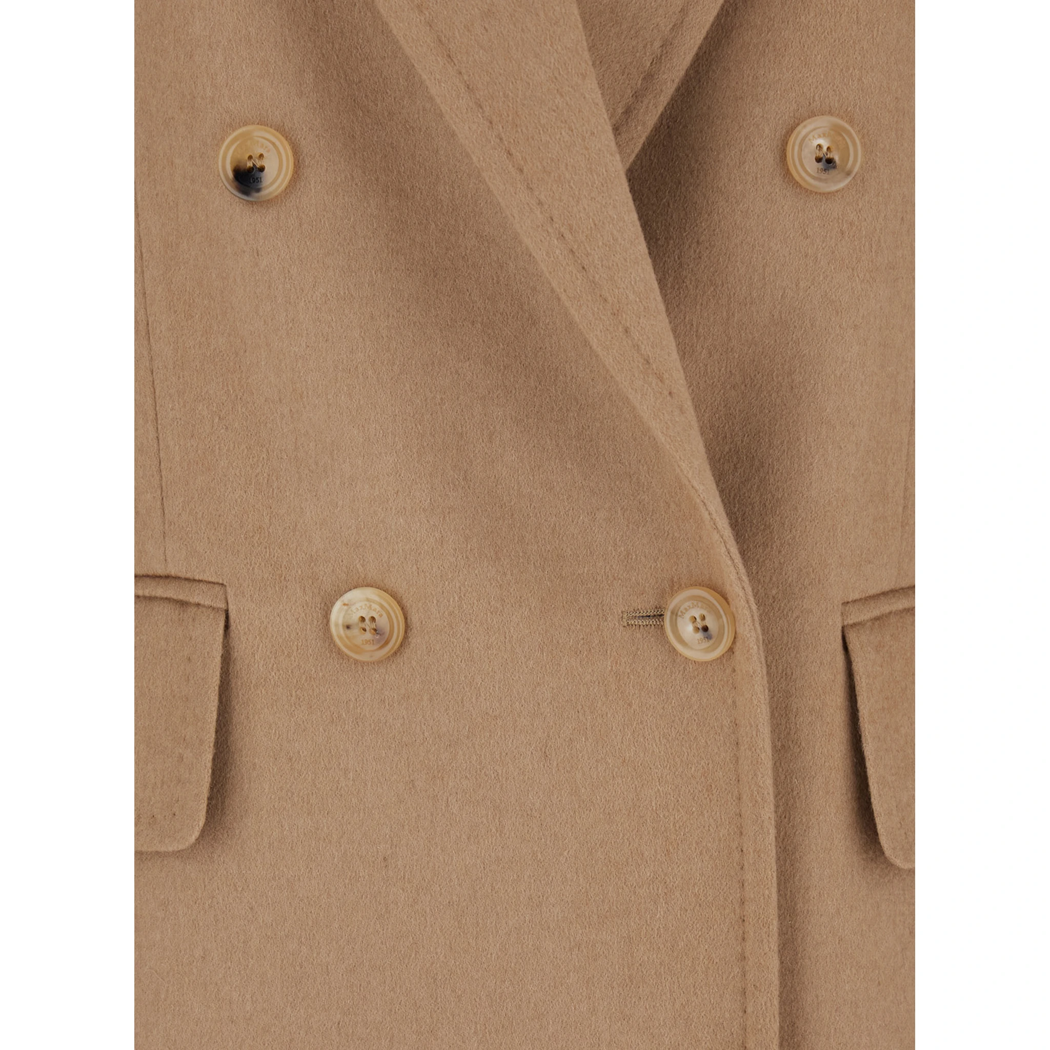 Olimpia Beige Double-Breasted Jacket with Peak Revers in Wool Woman