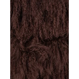 Brown Fur Coat with Round Neck and Long Sleeves in Fur Woman