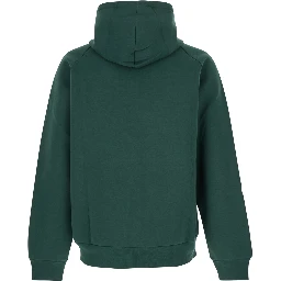 Green Hoodie with Dropped Shoulders in Neoprene Man