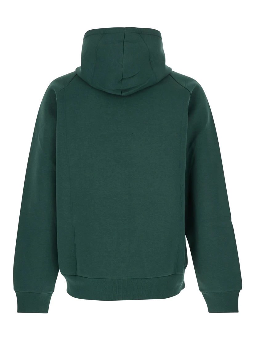 Green Hoodie with Dropped Shoulders in Neoprene Man