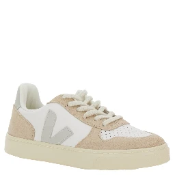 White Low Top Sneakers with Logo Patch on the Side and Contrasting Heel with Logo Lettering in Leather Unisex