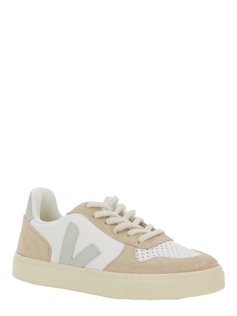 White Low Top Sneakers with Logo Patch on the Side and Contrasting Heel with Logo Lettering in Leather Unisex