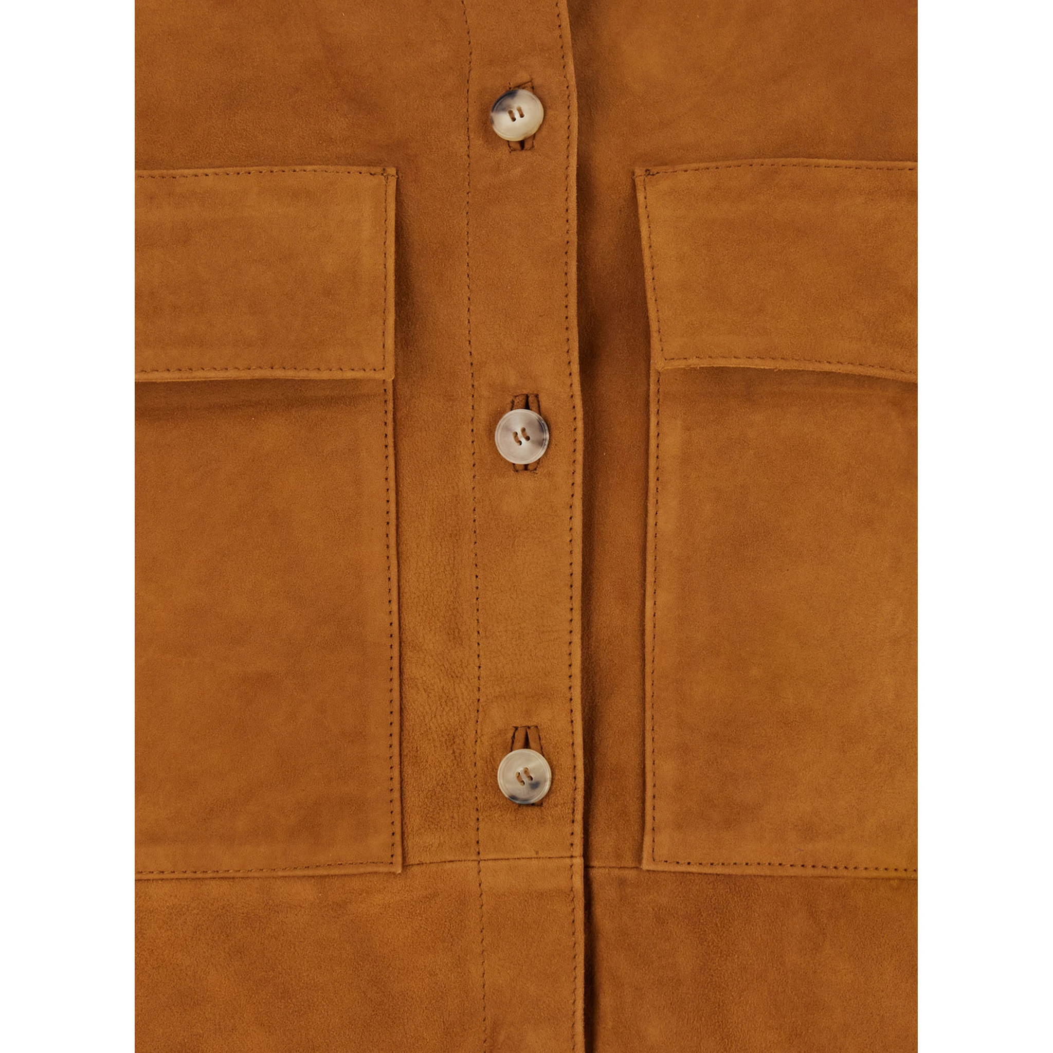 Beige Jacket with Classic Collar in Suede Woman