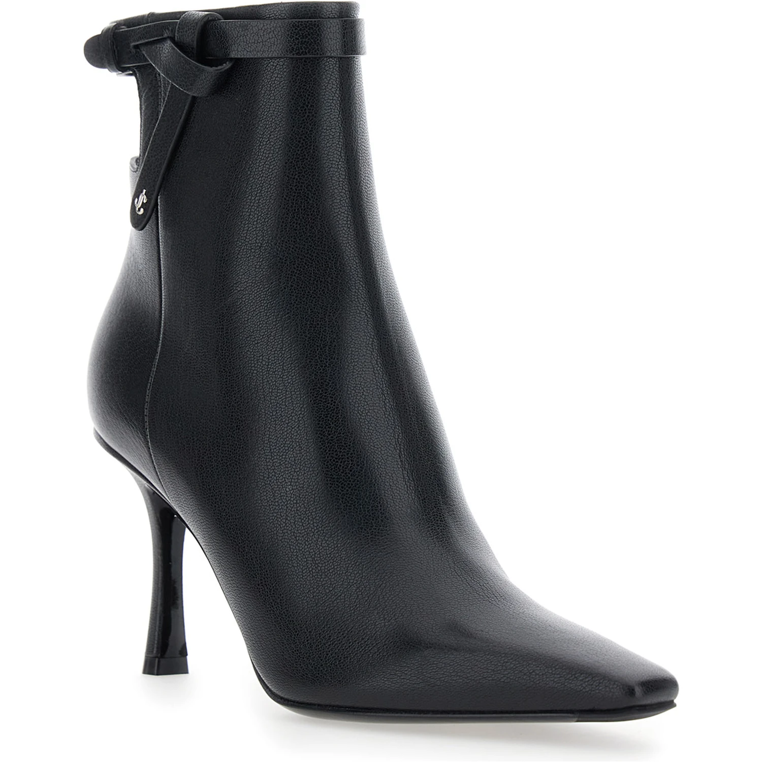 Camie Black Ankle Boots with Knot Detail in Leather Woman