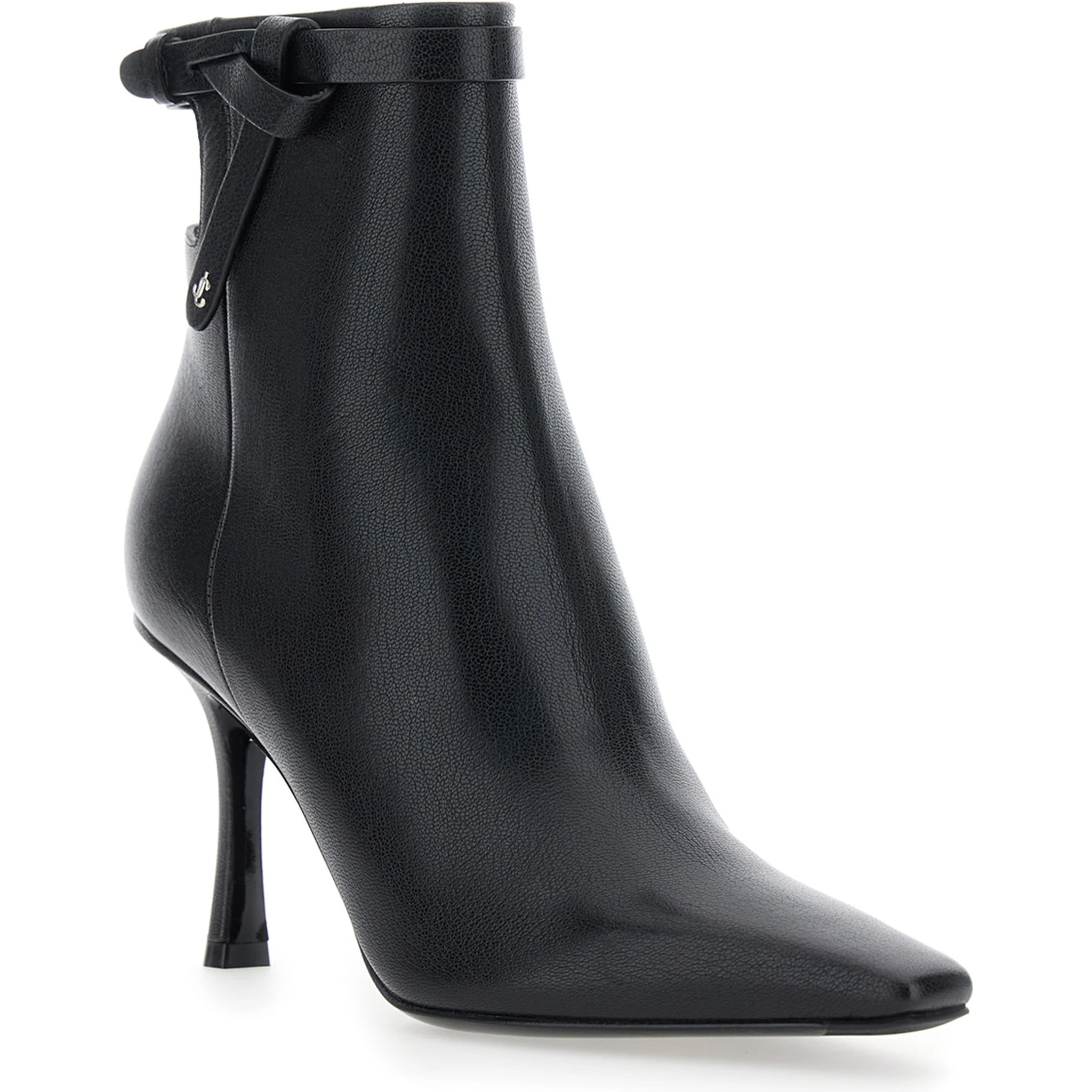 Camie Black Ankle Boots with Knot Detail in Leather Woman