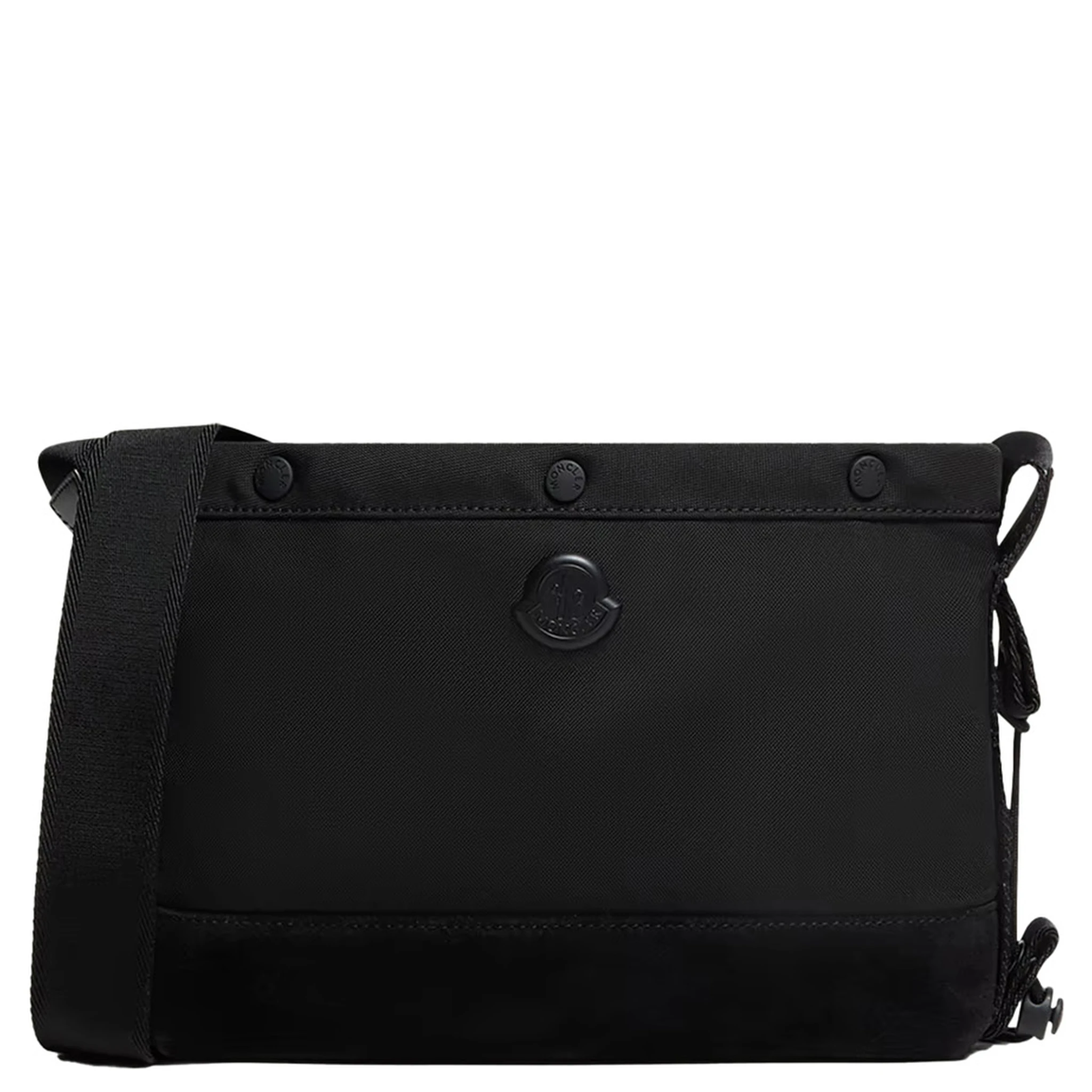 Black Crossbody Bag with Logo Plaque on the Front in Tech Fabric Man