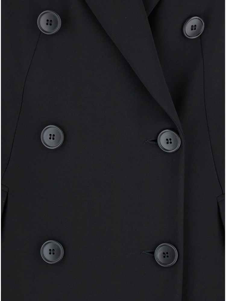 Cady Black Coat with Double-breasted Fastening in Fabric Woman alternative