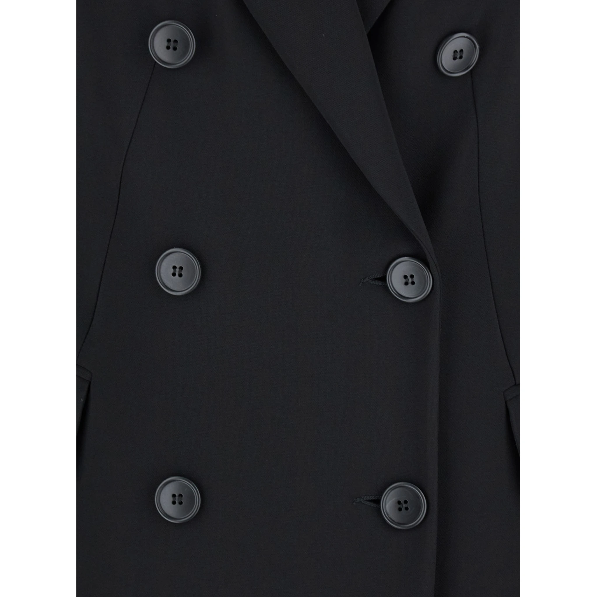 Cady Black Coat with Double-breasted Fastening in Fabric Woman