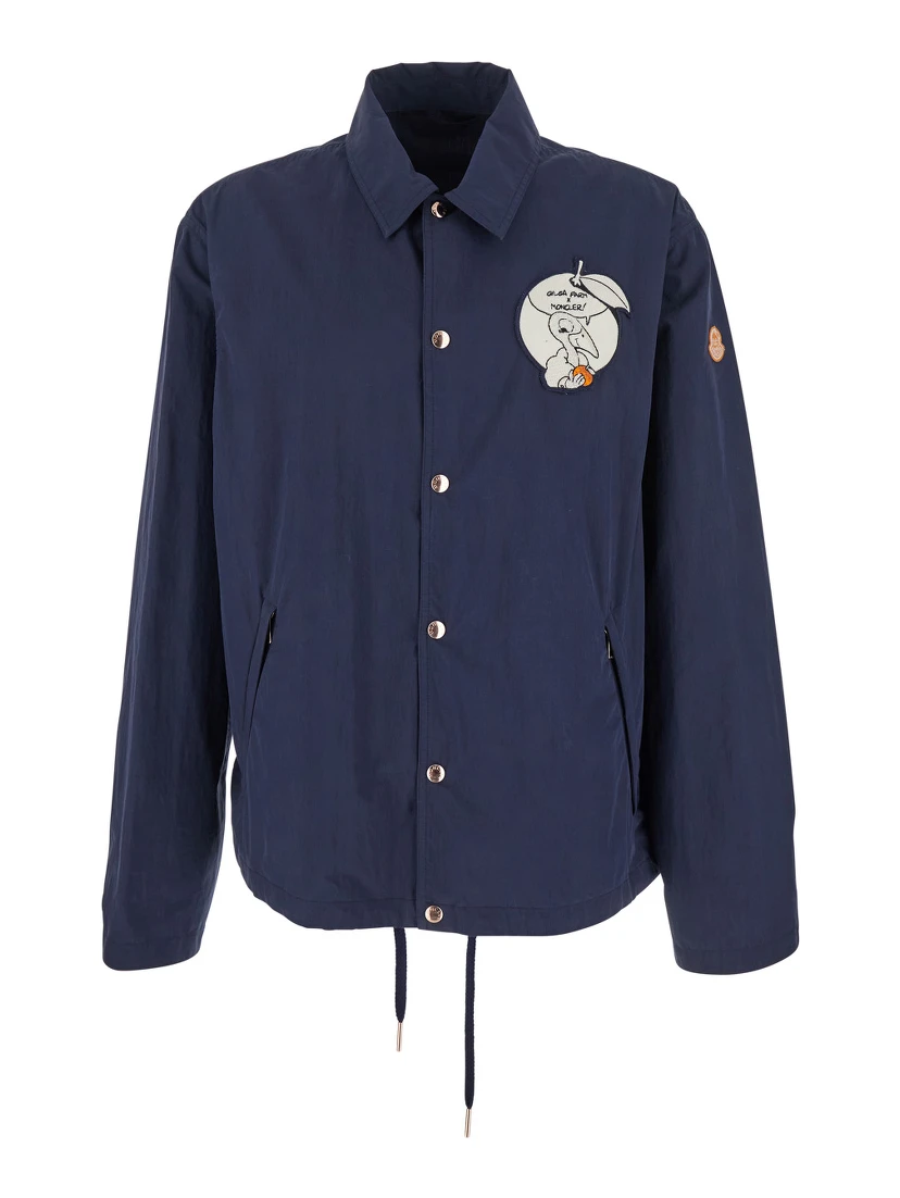 Satsuma Blue Jacket with Logo Patch on the Sleeve and Maxi Logo Patch on the Rear in Cotton Blend Man