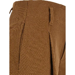 Brown Pants with Belt Loops and Wide Leg in Cotton Woman