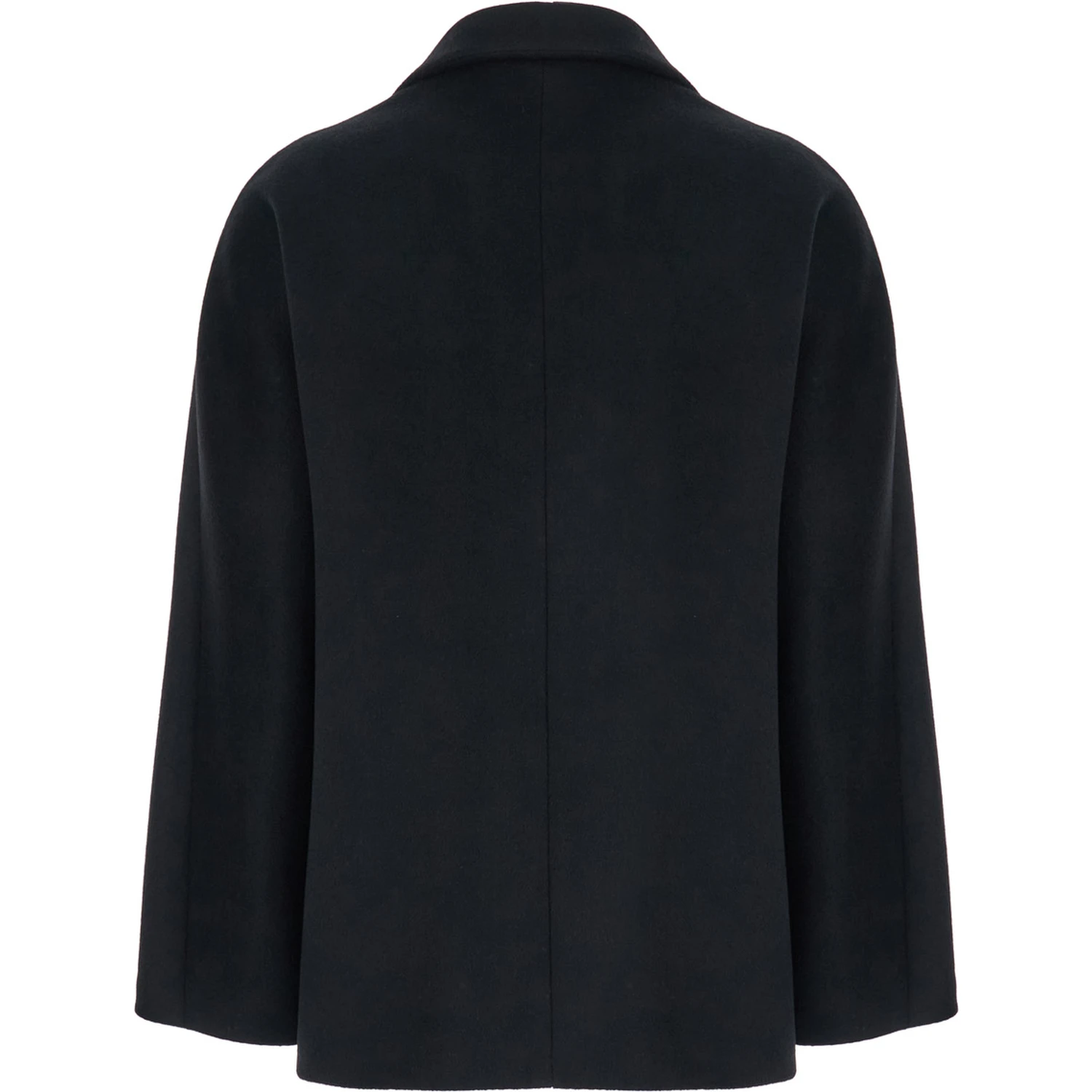 Black Double-Breasted Jacket with Peak Revers in Wool Woman