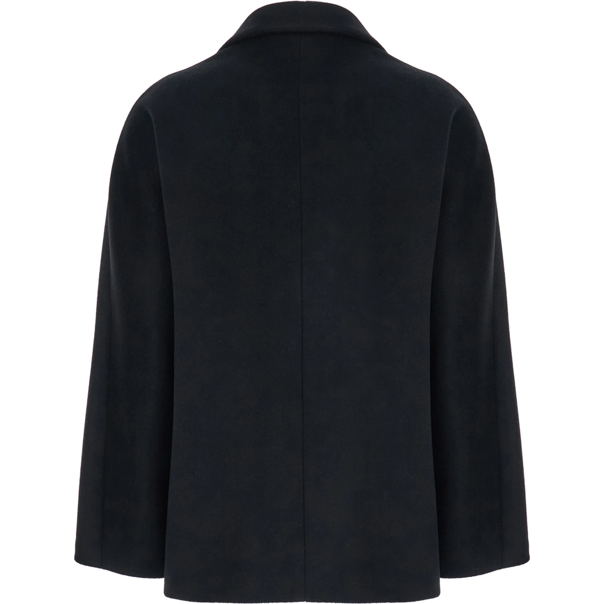 Black Double-Breasted Jacket with Peak Revers in Wool Woman