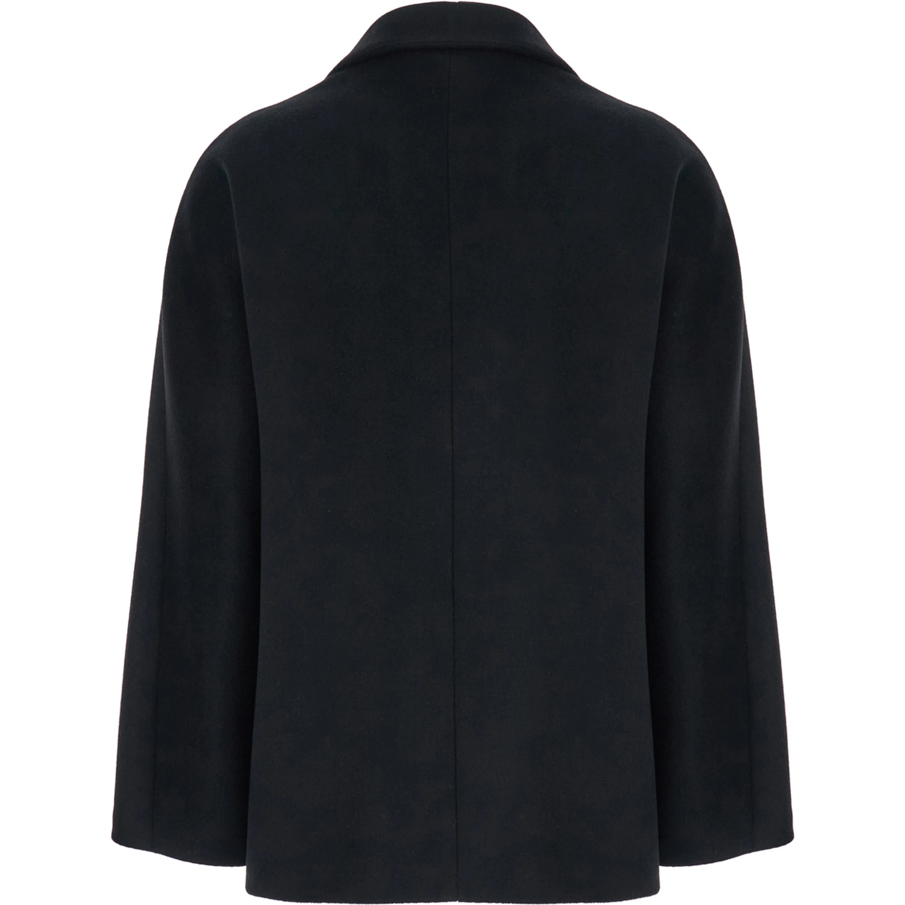Black Double-Breasted Jacket with Peak Revers in Wool Woman