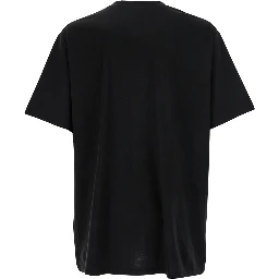 Black Crewneck T-Shirt with Logo Lettering on the Front in Cotton Man