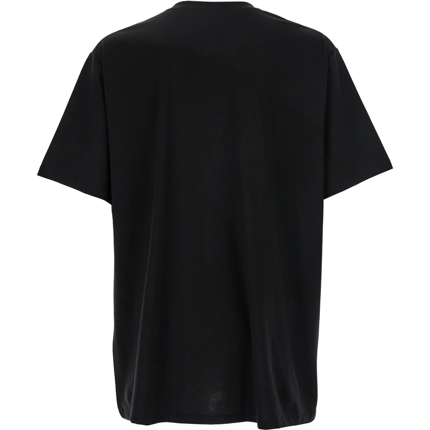 Black Crewneck T-Shirt with Logo Lettering on the Front in Cotton Man
