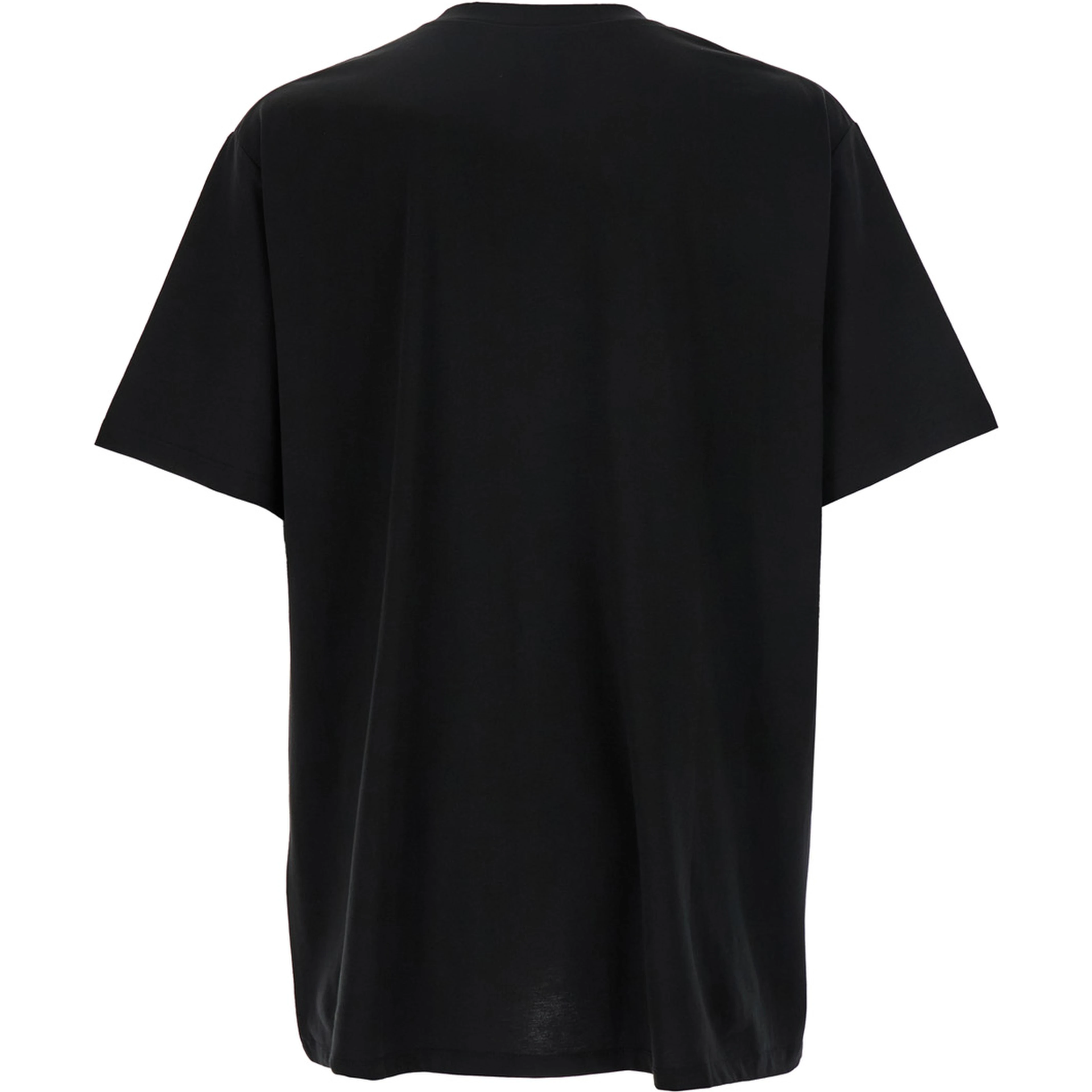 Black Crewneck T-Shirt with Logo Lettering on the Front in Cotton Man