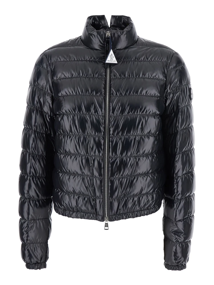 Knut Black Down Jacket with High Neck and Logo Patch on the Sleeve in Tech Fabric Woman