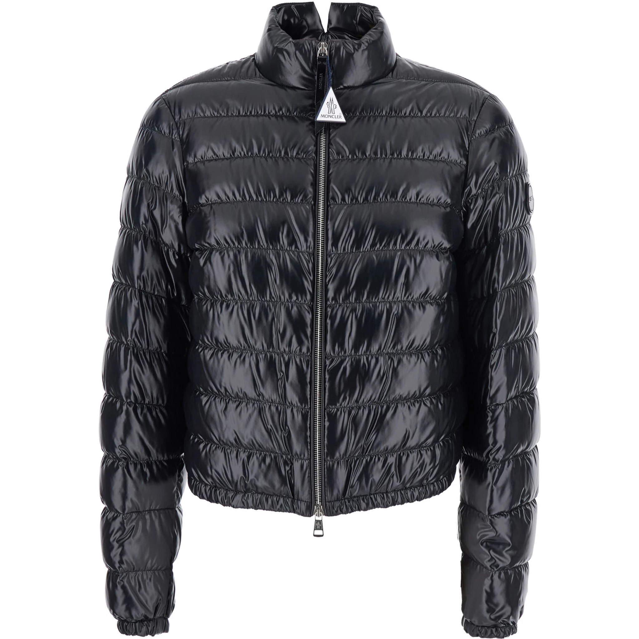 Knut Black Down Jacket with High Neck and Logo Patch on the Sleeve in Tech Fabric Woman