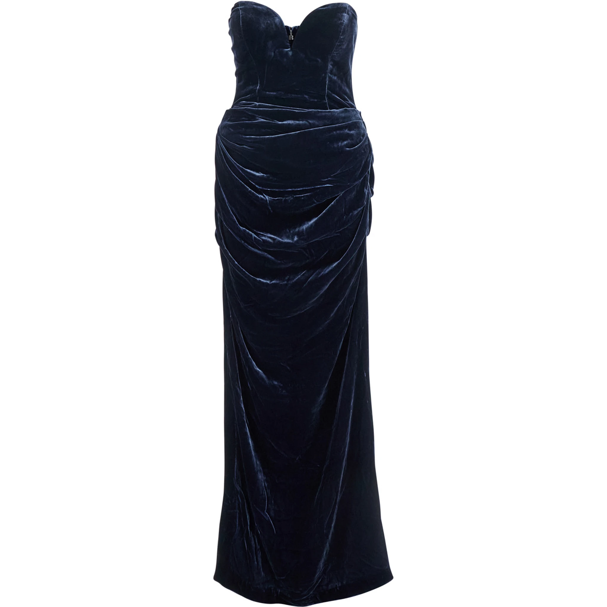 Blue Off-Shoulder Dress with Sweetheart Neckline in Velvet Woman