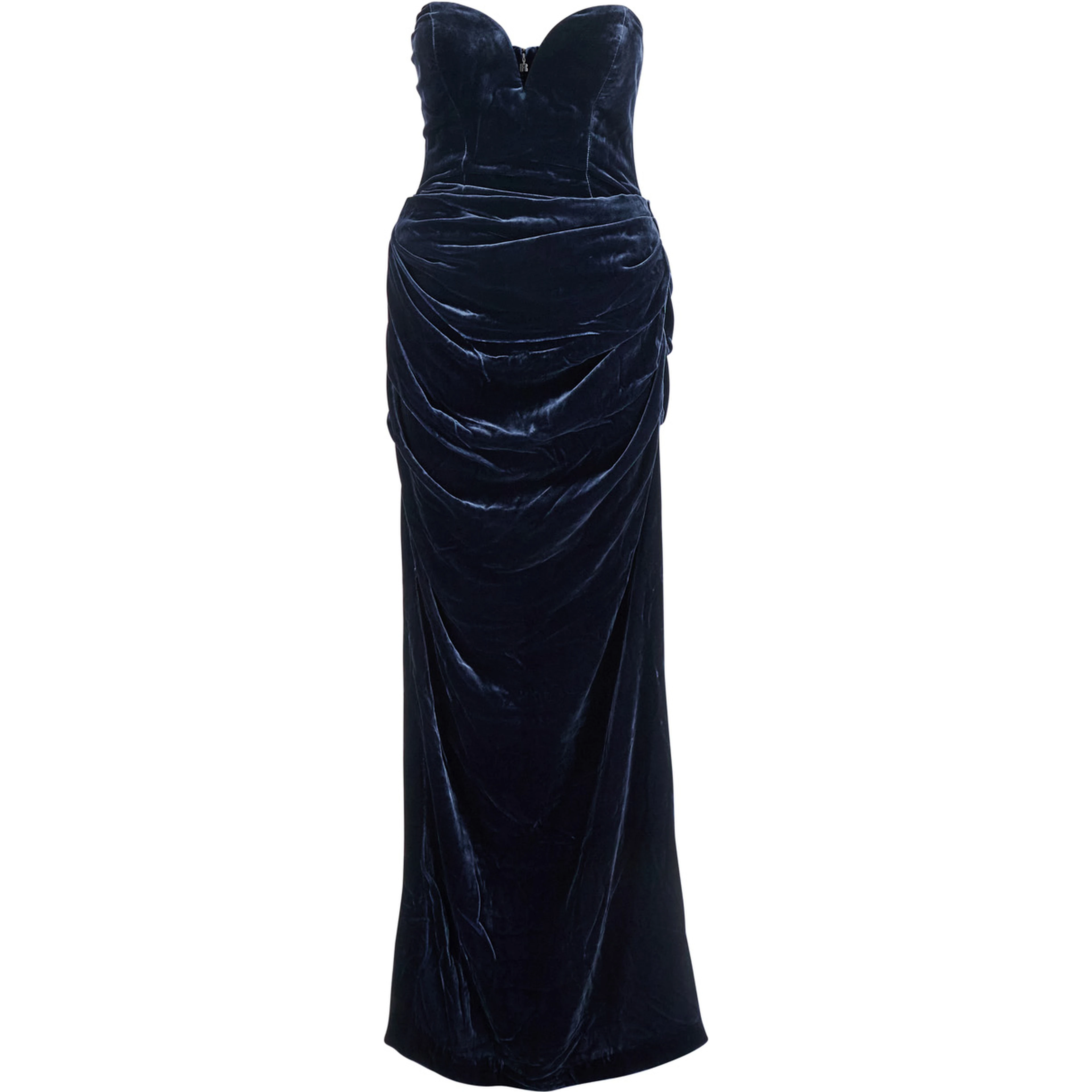 Blue Off-Shoulder Dress with Sweetheart Neckline in Velvet Woman