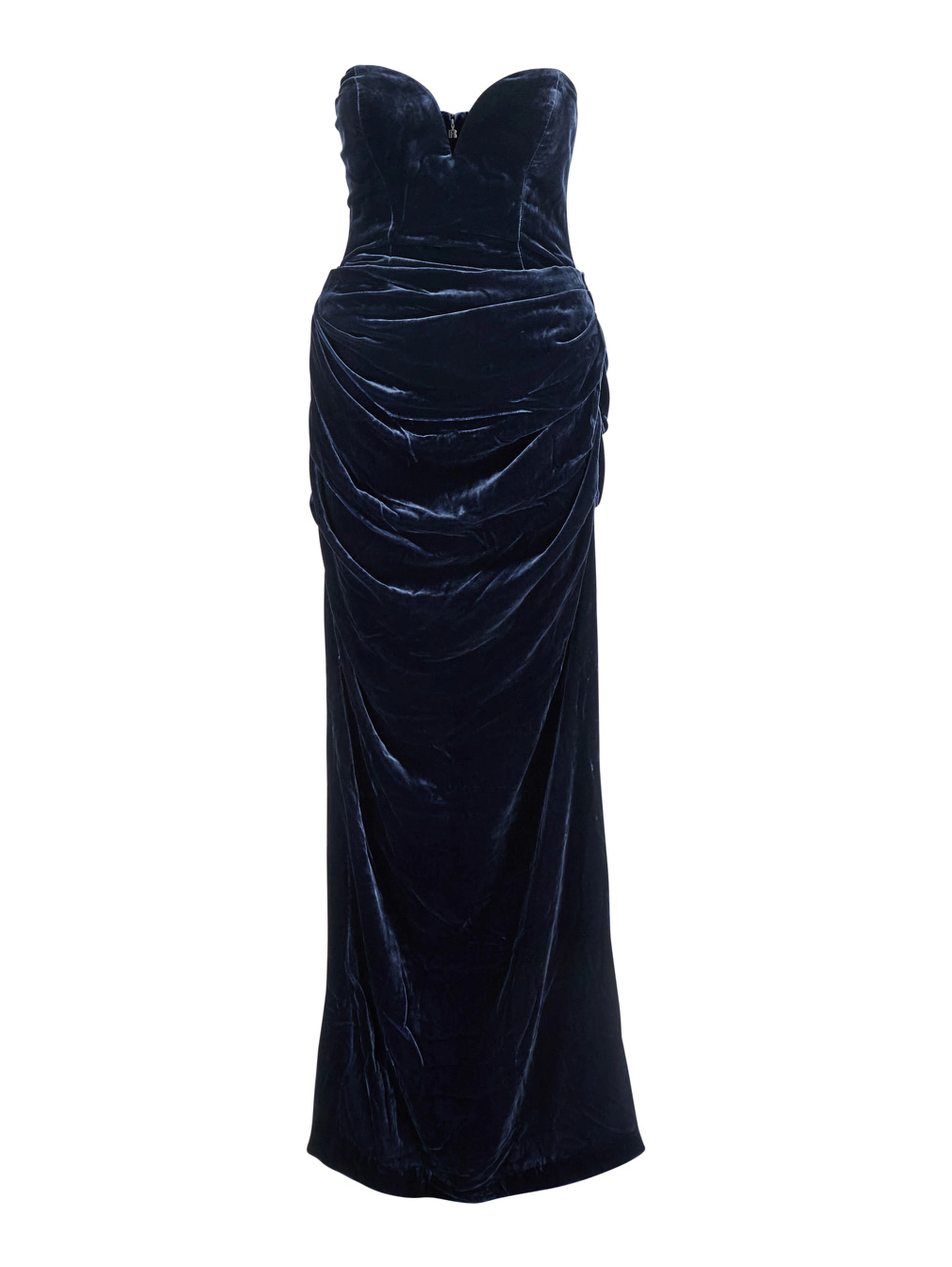 Blue Off-Shoulder Dress with Sweetheart Neckline in Velvet Woman