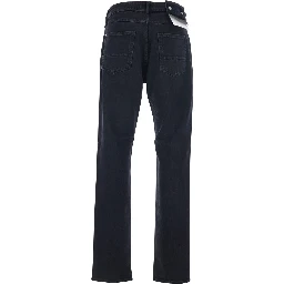 Black Jeans with Belt Loops and Logo Patch on the Rear in Denim Man