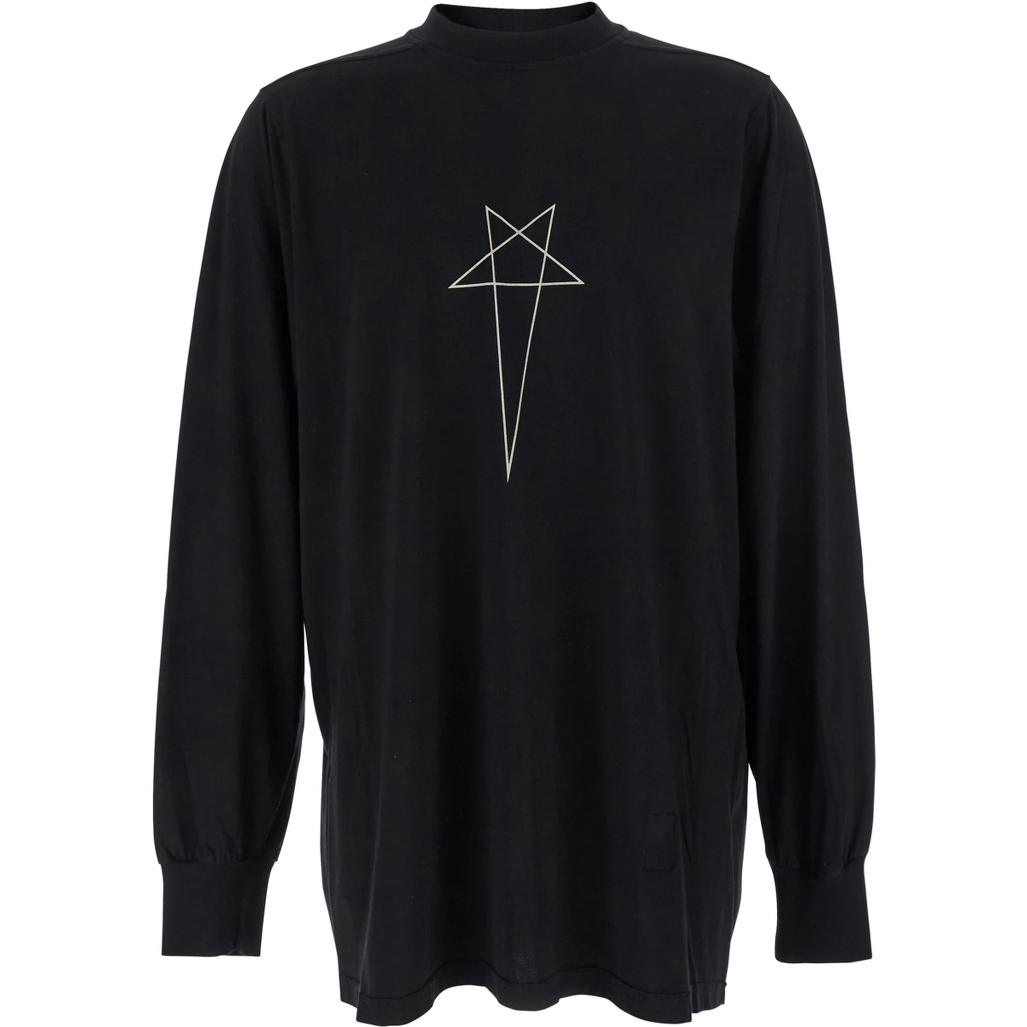 Black Crewneck T-Shirt with Logo Print on the Front in Cotton Man