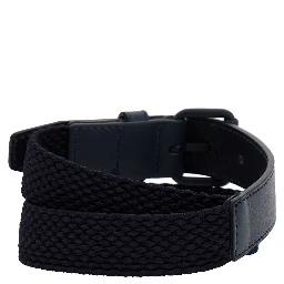 Blue Belt with Logo in Braided Fabric and Leather Boy
