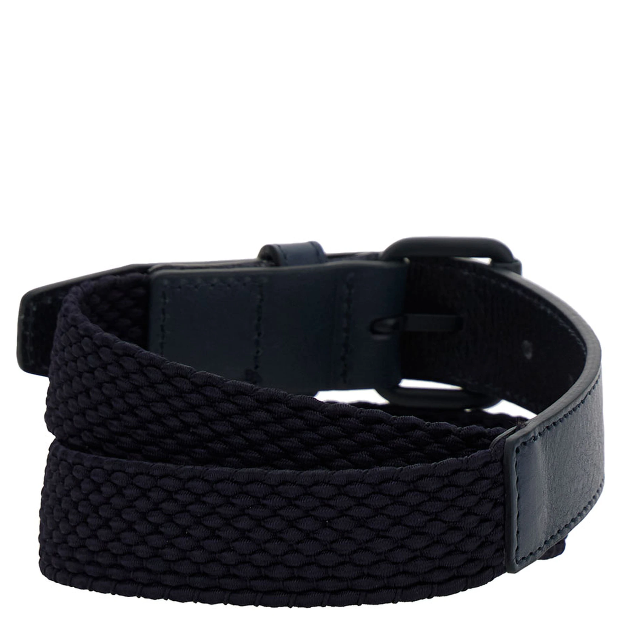Blue Belt with Logo in Braided Fabric and Leather Boy