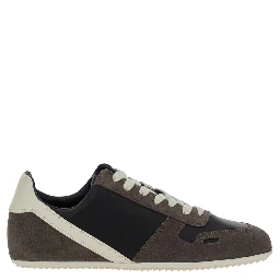Black Low-Top Sneakers with Suede Inserts in Leather Woman