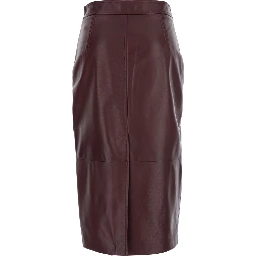 Taiga Bordeaux Skirt with Concealed Side Zip Closure and Rear Single Slit in Leather Woman