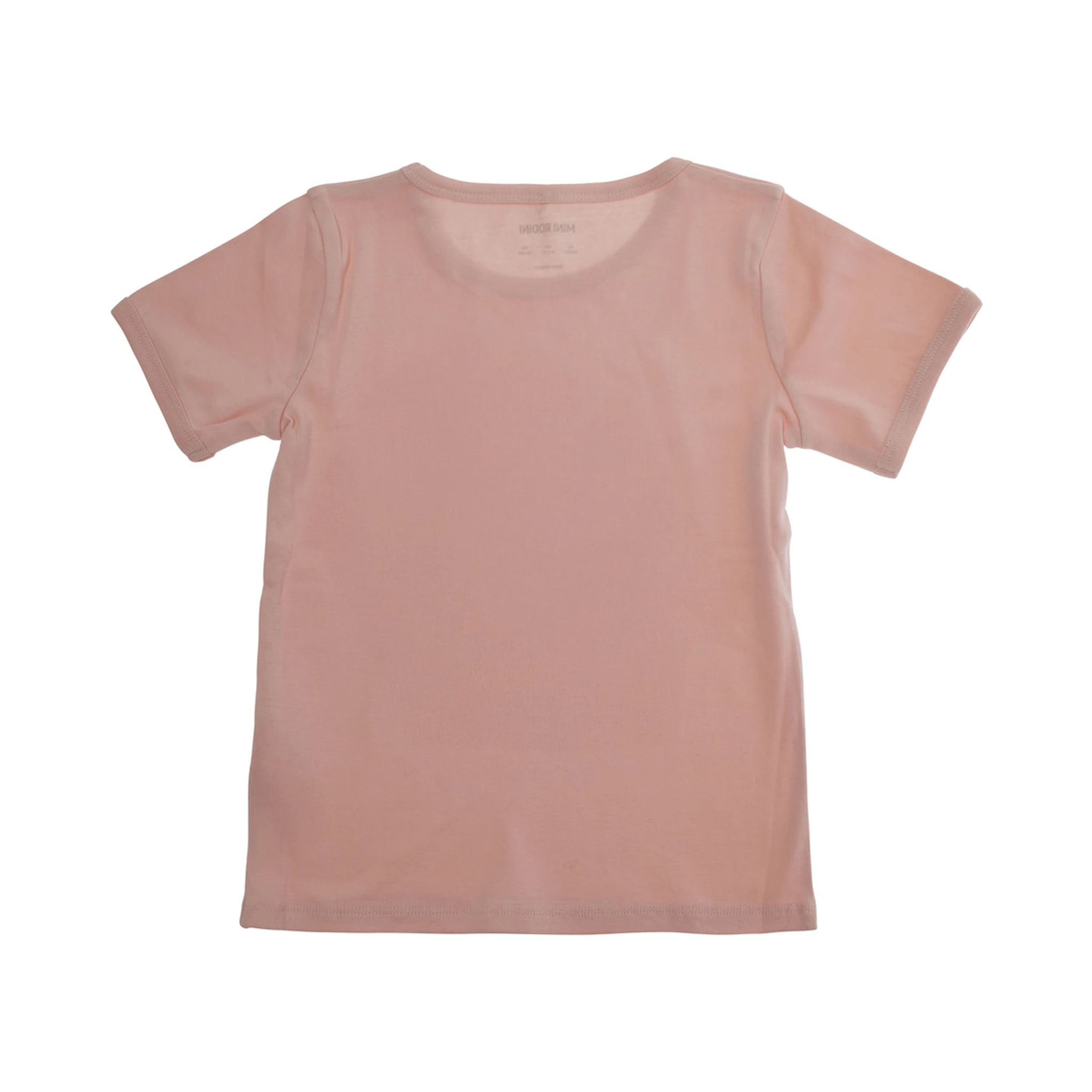 Pink Crewneck T-Shirt with Maxi Print on the Front in Cotton Baby