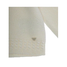 White Sweatshirt with Hood with Ear Detail and Logo Embroidery on the Front in Cotton and Cashmere Baby