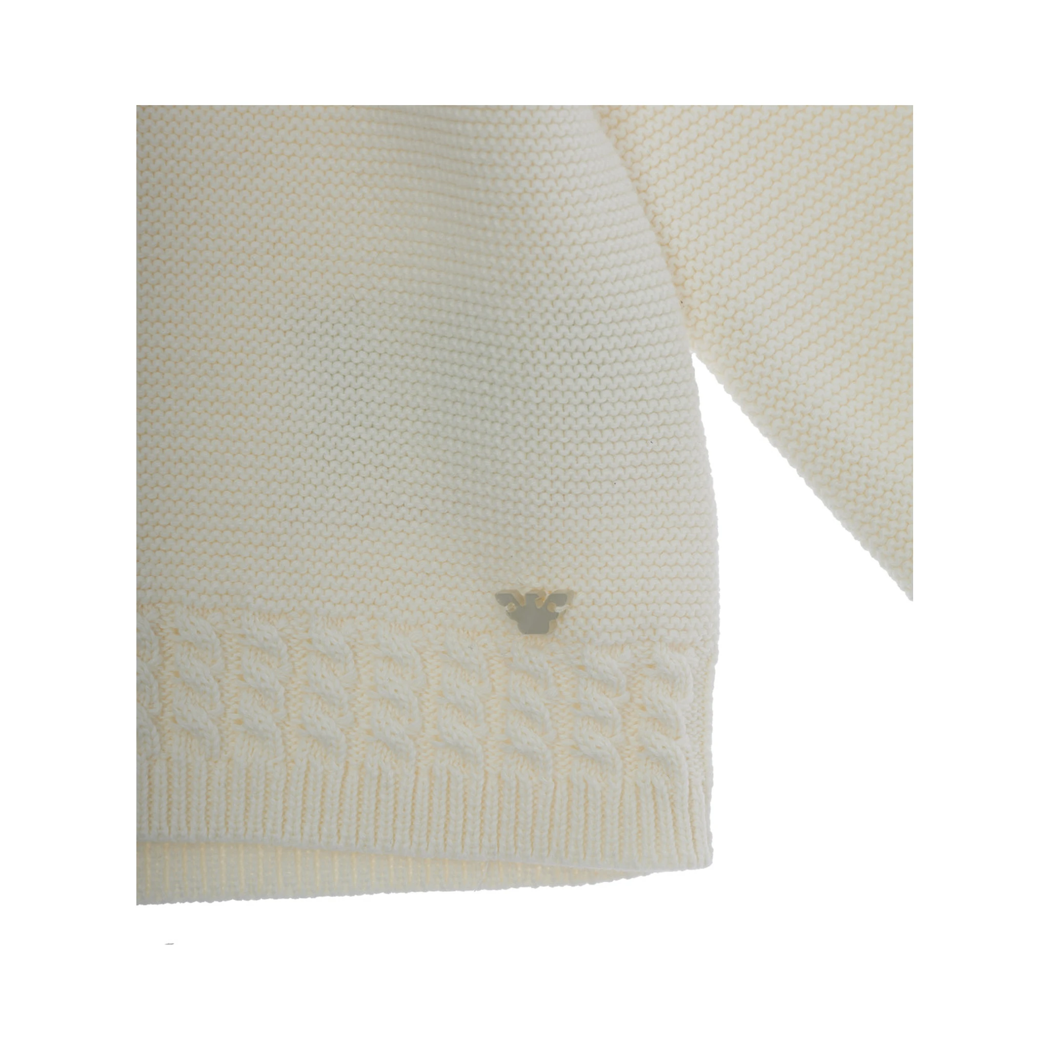 White Sweatshirt with Hood with Ear Detail and Logo Embroidery on the Front in Cotton and Cashmere Baby