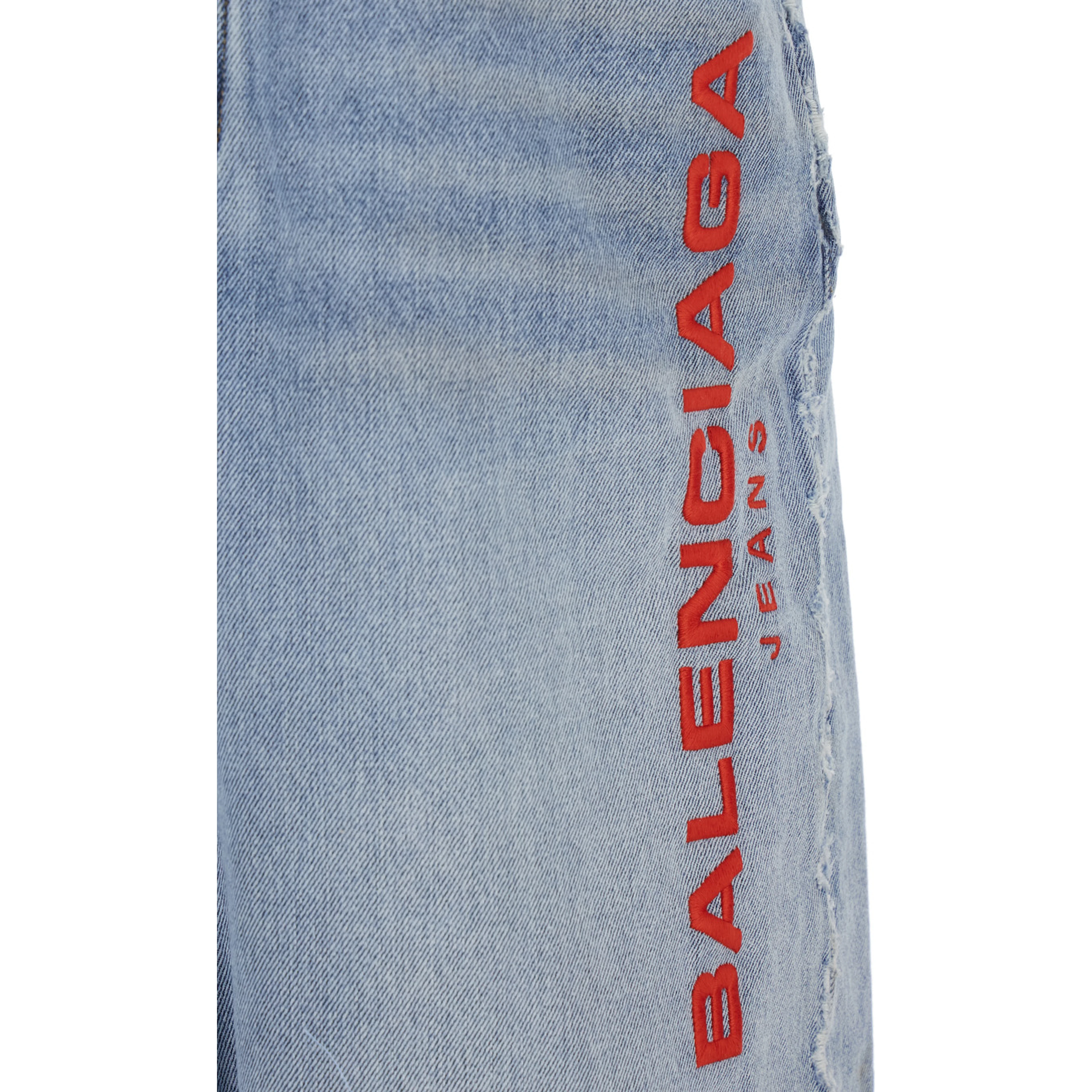 Light Blue Jeans with Fleece Inserts and Logo Lettering on the Front in Cotton and Denim Man