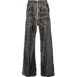 Geth Belas BlackTrousers with Destroyed Look and Drawstring Waist in Cotton Man