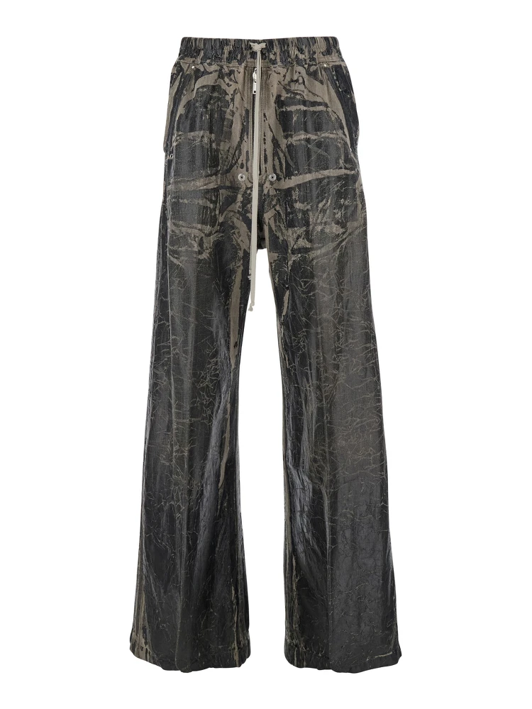 Geth Belas BlackTrousers with Destroyed Look and Drawstring Waist in Cotton Man