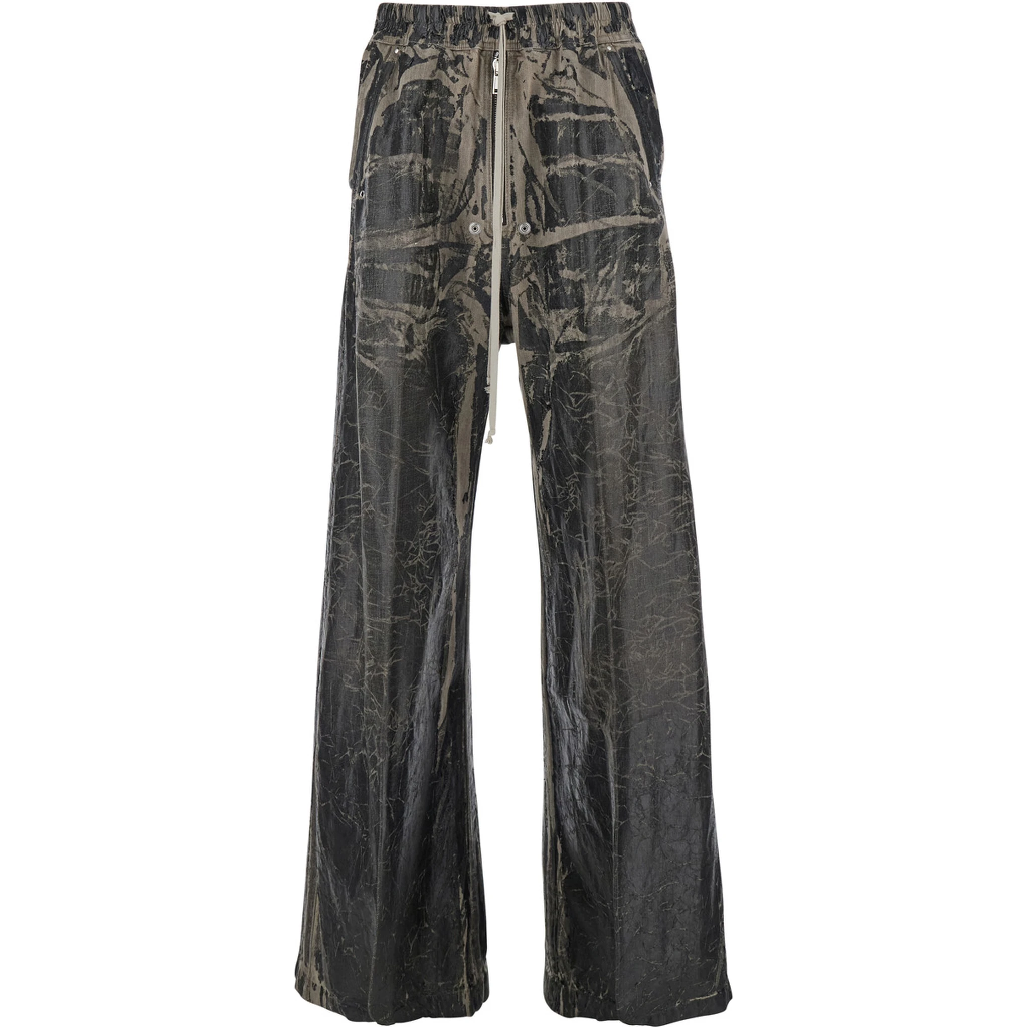 Geth Belas BlackTrousers with Destroyed Look and Drawstring Waist in Cotton Man