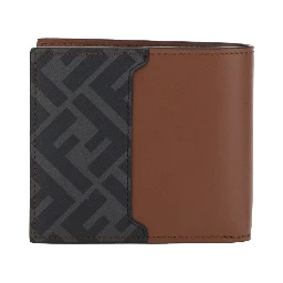Brown Bi-Fold Wallet with FF Plaque on the Front in Leather Man