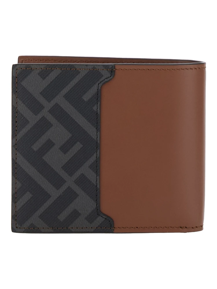 Brown Bi-Fold Wallet with FF Plaque on the Front in Leather Man alternative