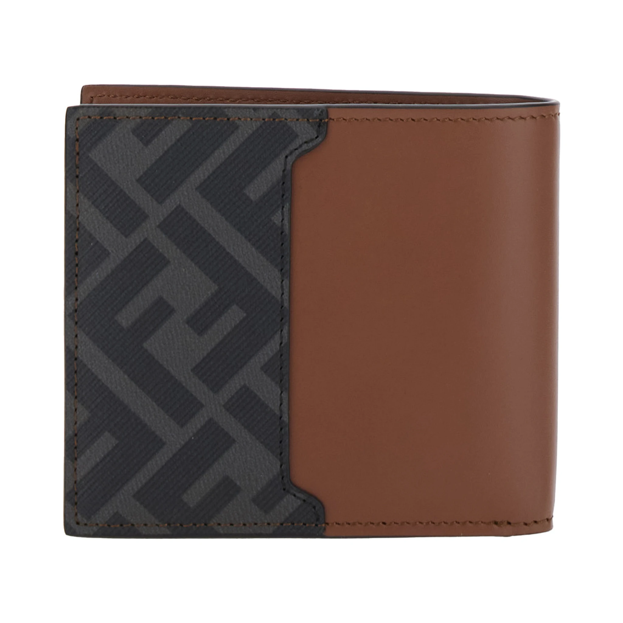 Brown Bi-Fold Wallet with FF Plaque on the Front in Leather Man
