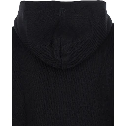 Black Sweatshirt with Logo Embroidery on the Hood and Dropped Shoulders in Cotton Man