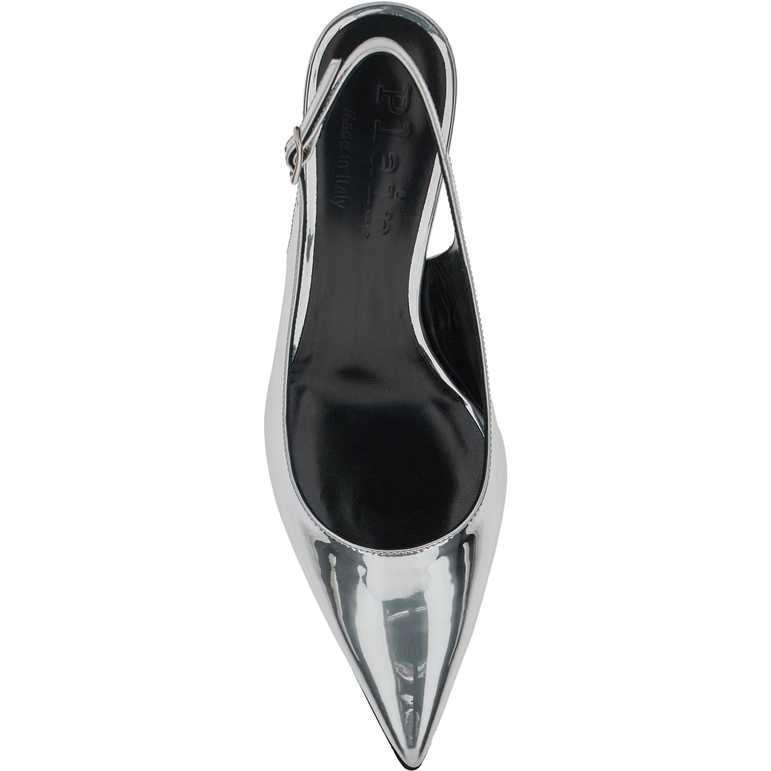 Luisa Metallic Slingback Pumps with Medium Stiletto Heel and Mirror Effect in Leather Woman