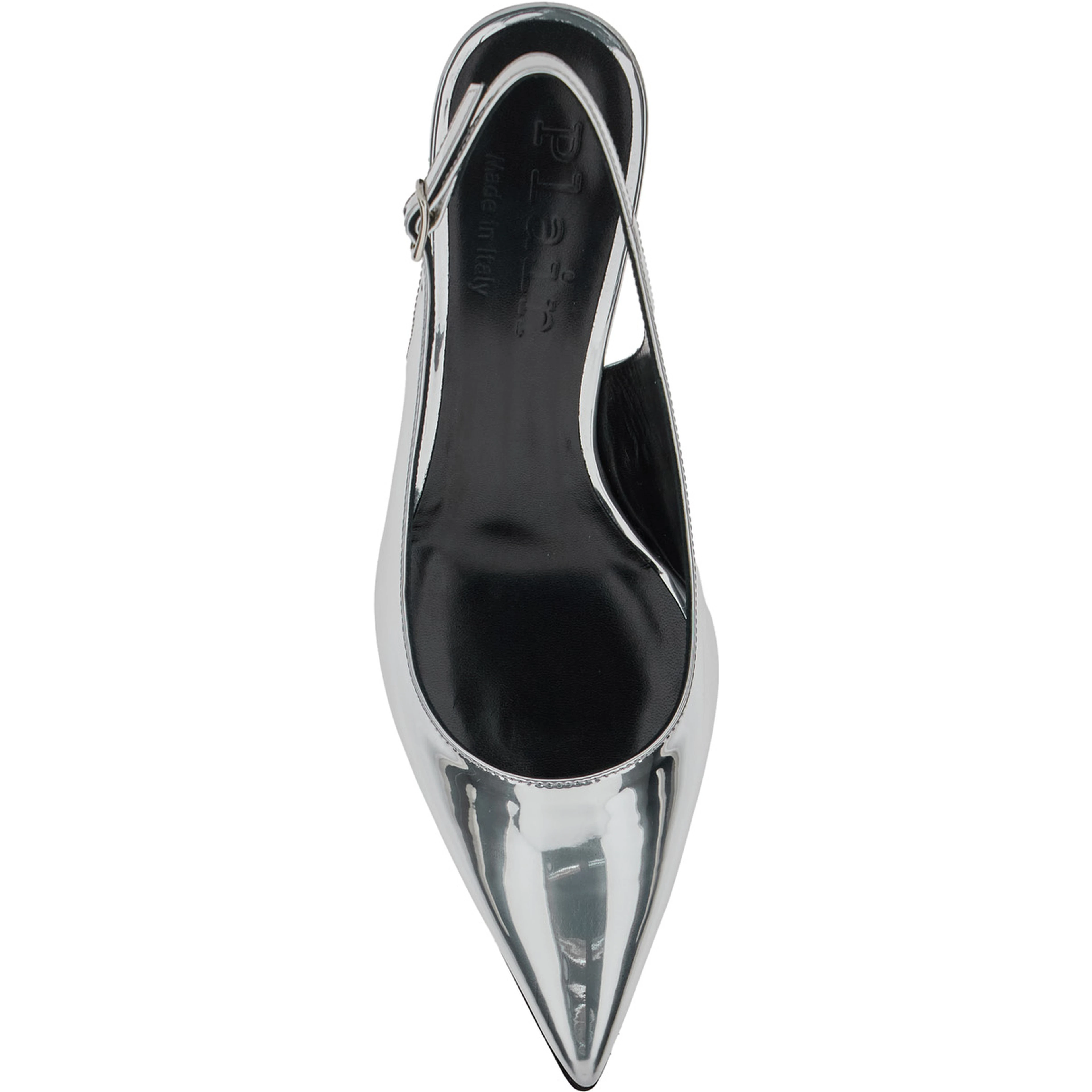 Luisa Metallic Slingback Pumps with Medium Stiletto Heel and Mirror Effect in Leather Woman